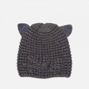 Karl Lagerfeld Women’s Choupette Lurex Beanie Hat – Navy