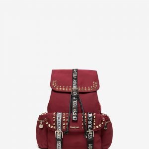 Stud backpack with slogan straps - RED - U