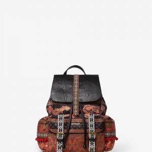 Ethnic print backpack - RED - U