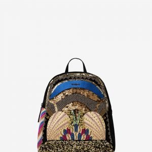 Mini-backpack with embroidery and sequins - BLACK - U