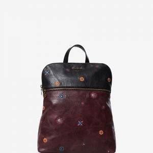 Bicolour synthetic leather backpack - RED - U