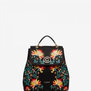 Floral print backpack - BLACK - U